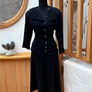 Vintage 80s Black Button-Down Dress